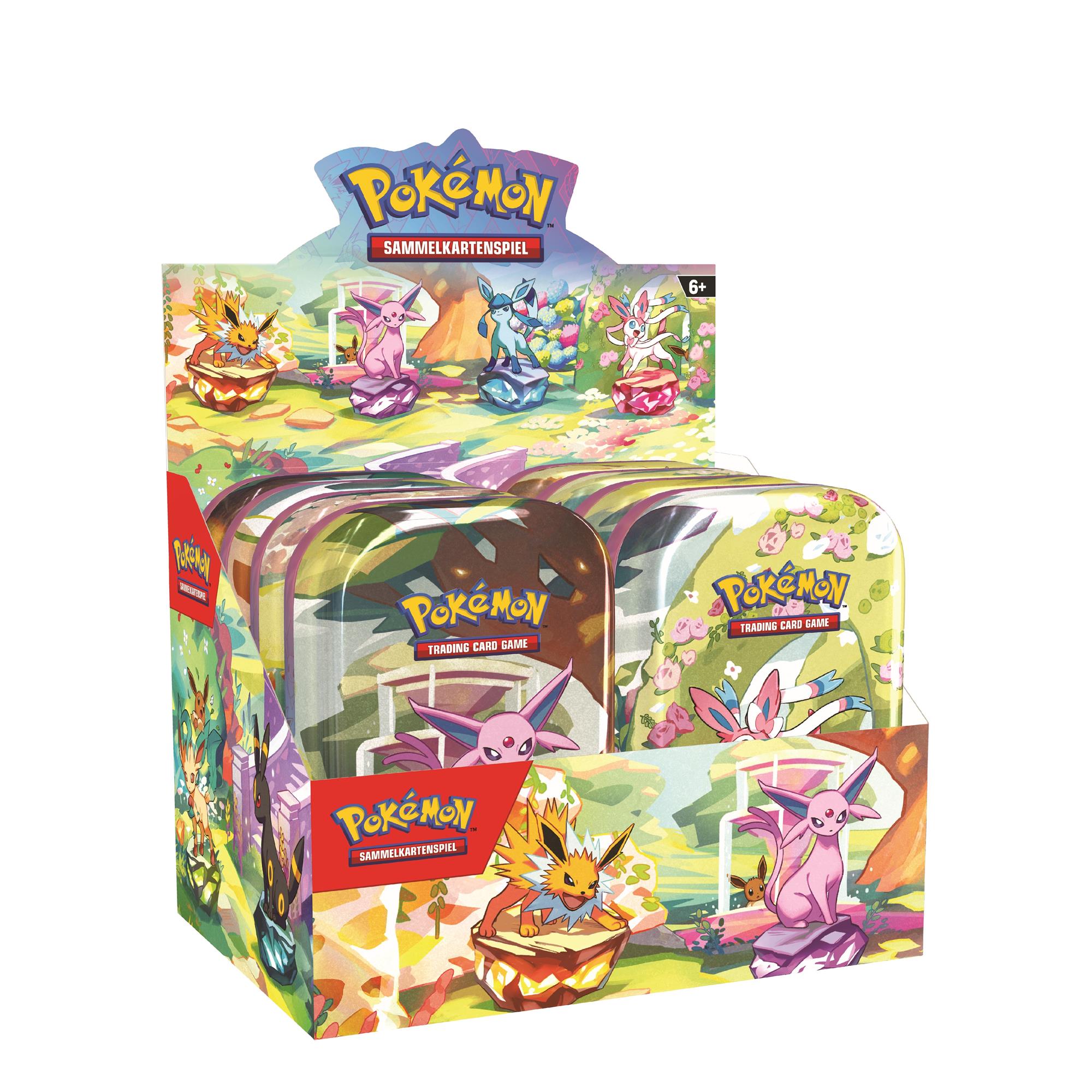 Pokemon KP08.5 Prismatische Entwicklungen Mini Tin Display (Deutsch)