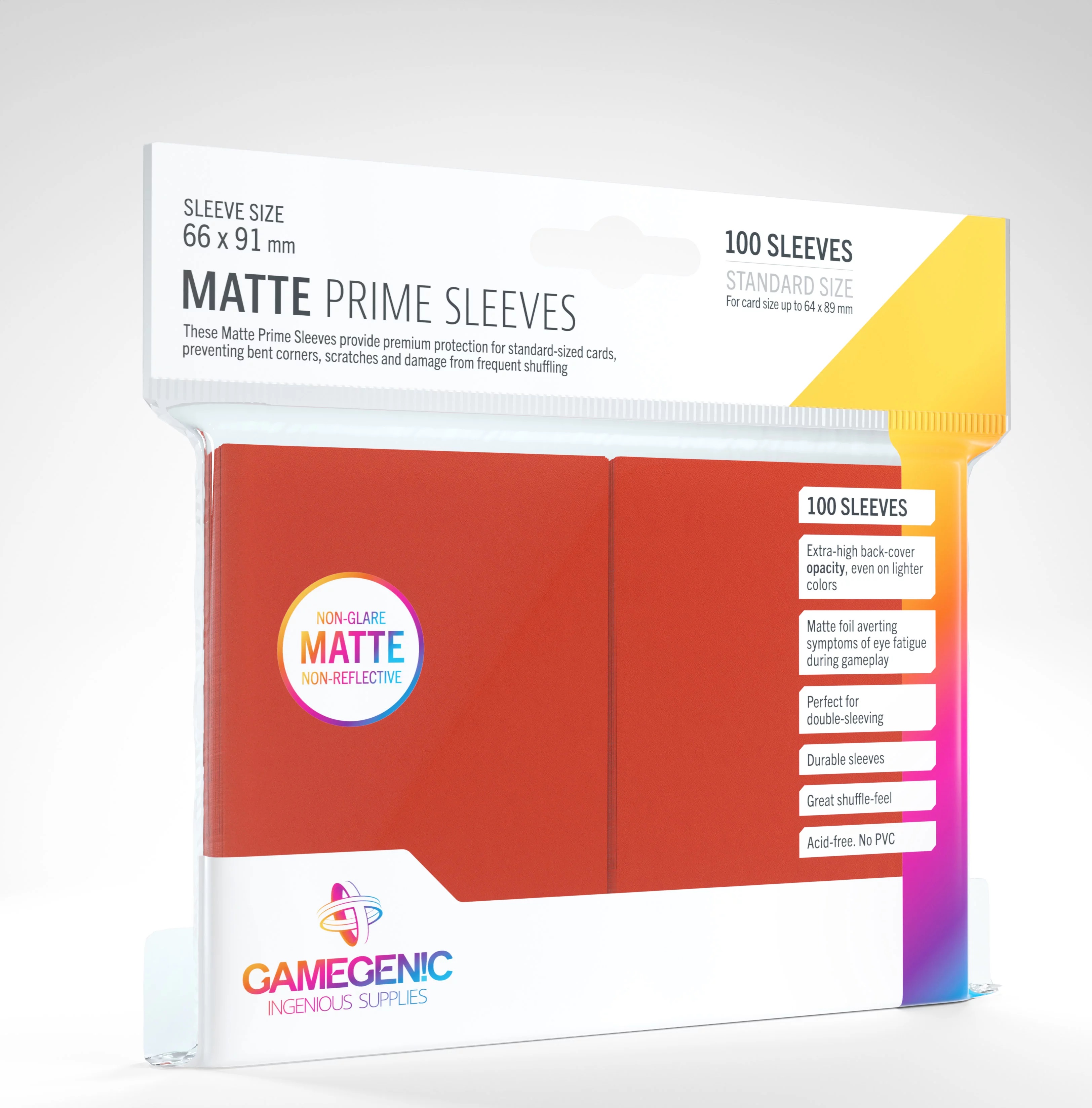 Gamegenic - Matte Prime Sleeves Red (100 Sleeves)