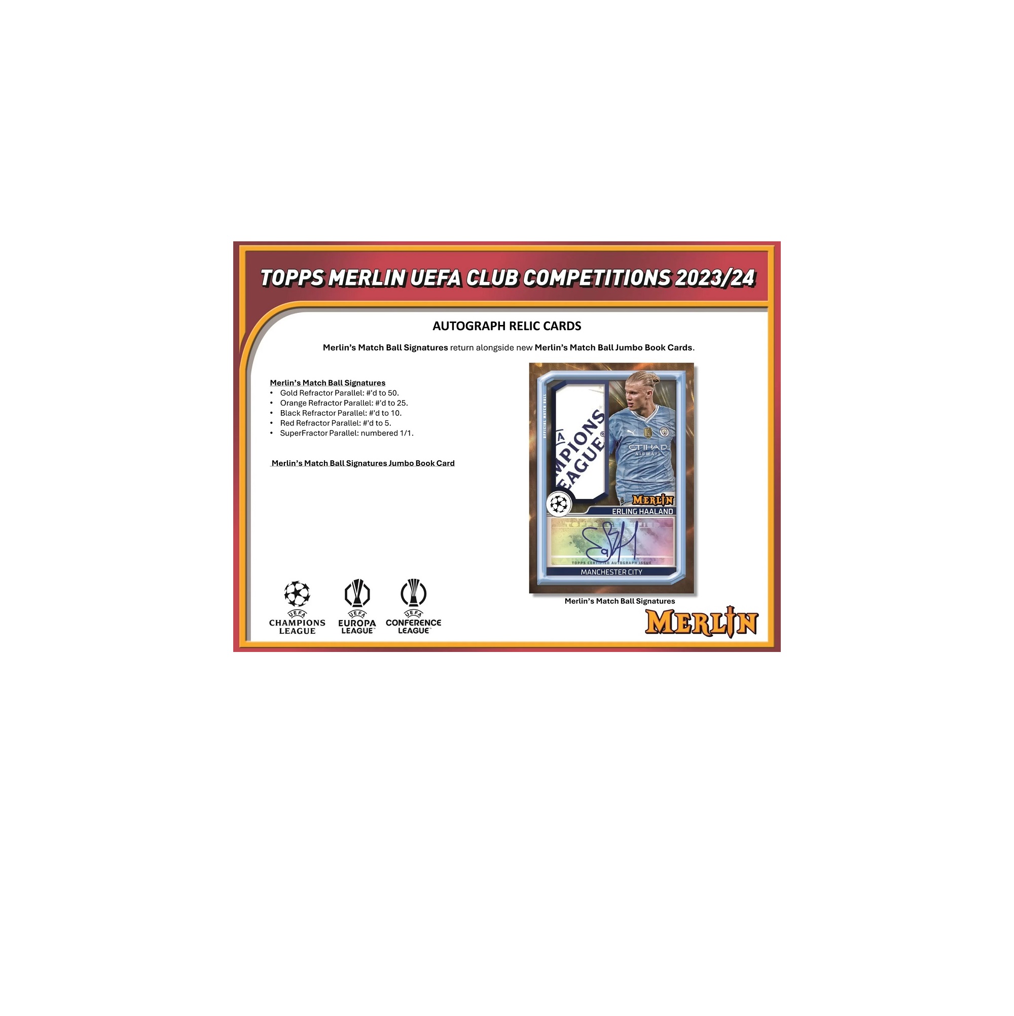 2023-24 Topps Merlin UCC Hobby Box One chrome Autograph per box