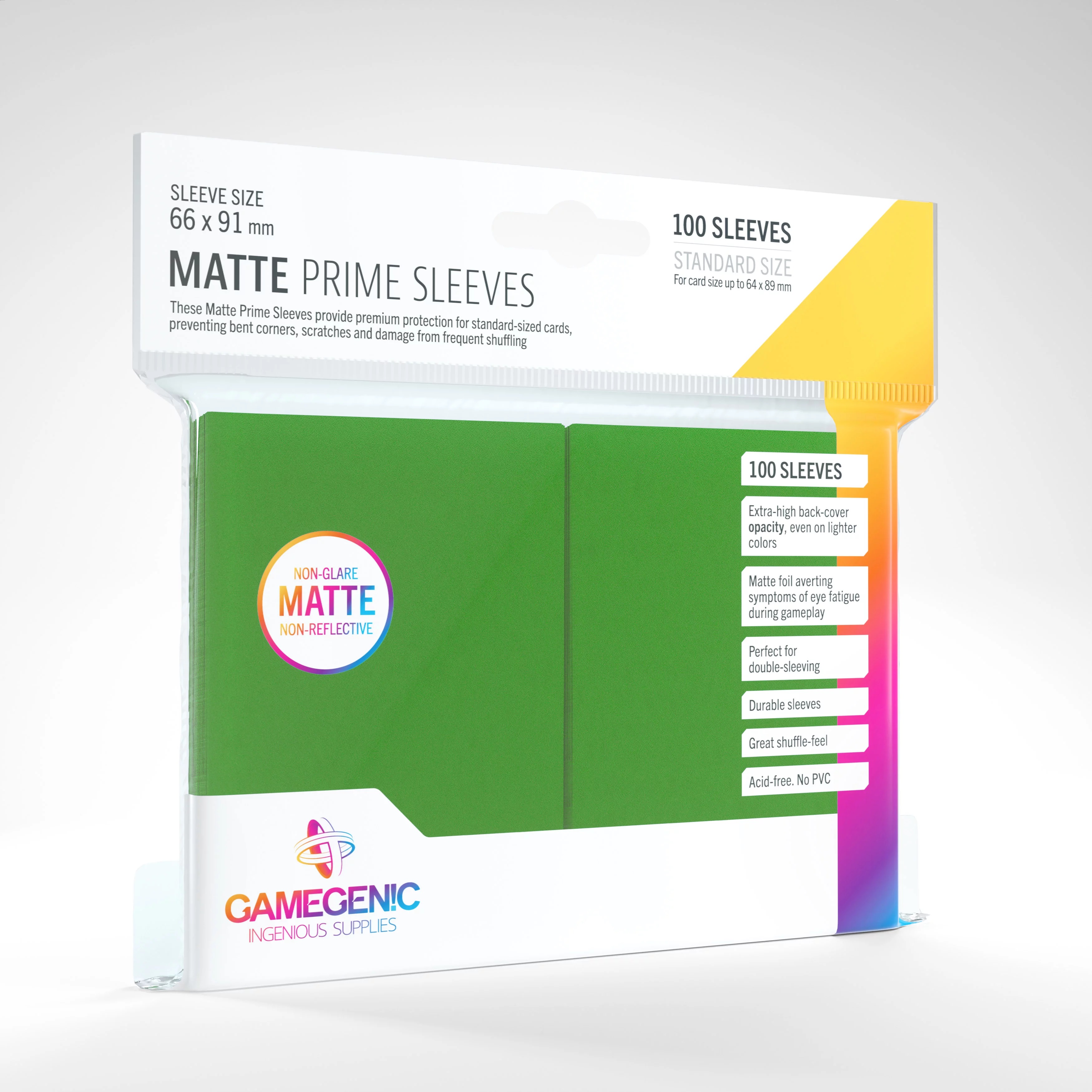 Gamegenic Prime Sleeves Matte Green (100 Sleeves)