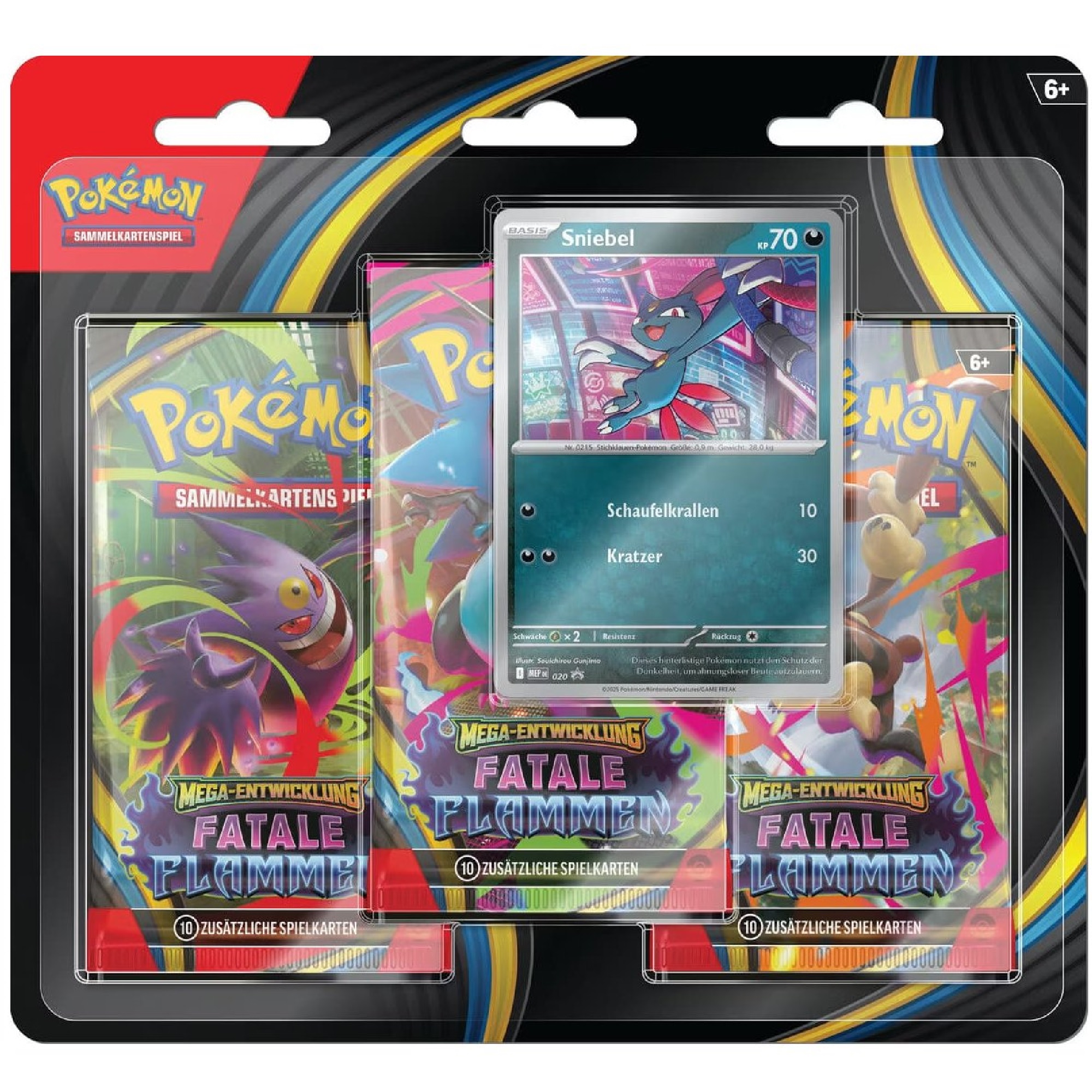 Pokemon Mega Entwicklung 02 Fatale Flammen 3-Pack Blister (Snibunna oder Sniebel) (Deutsch)