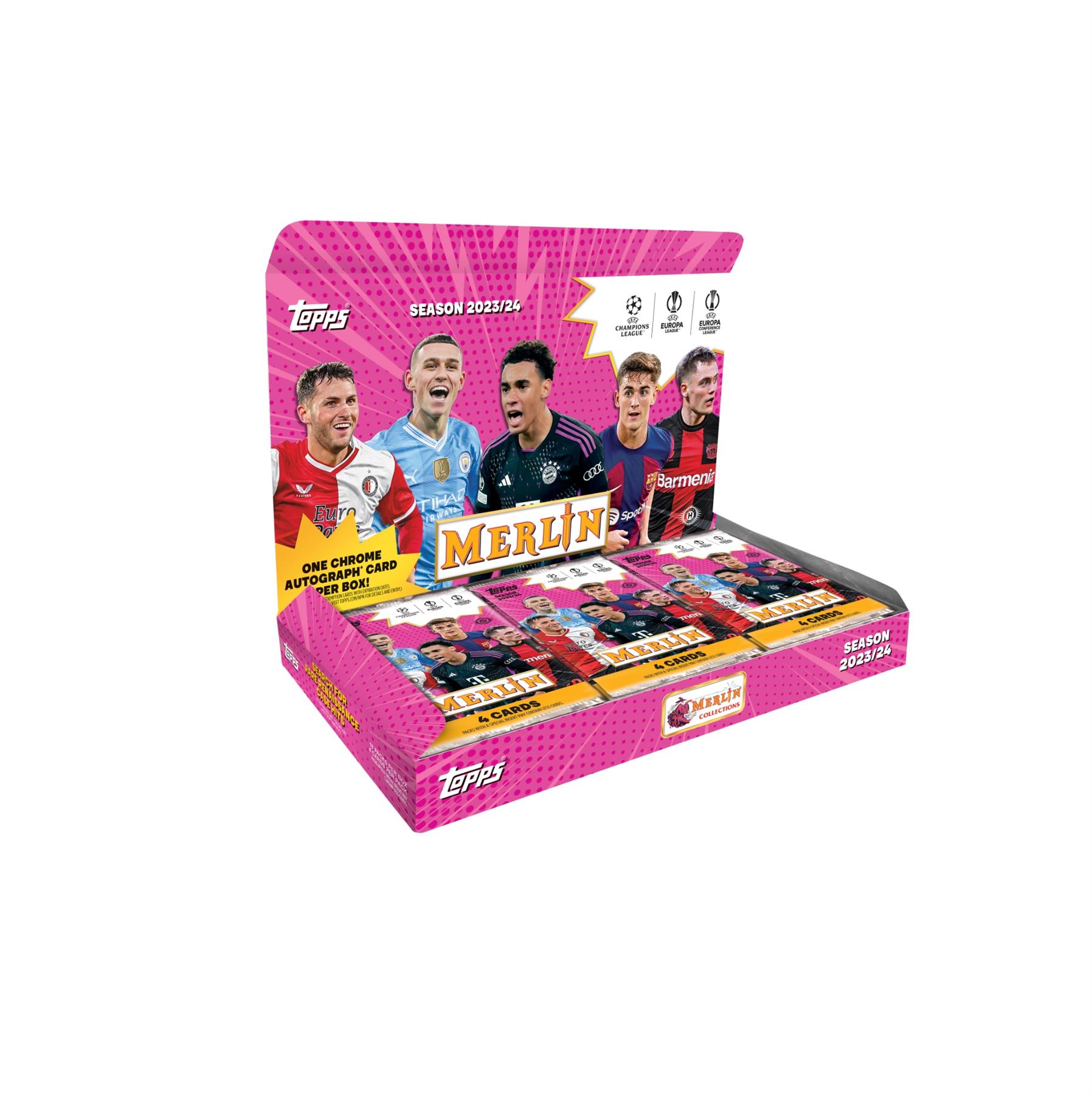 2023-24 Topps Merlin UCC Hobby Box One chrome Autograph per box