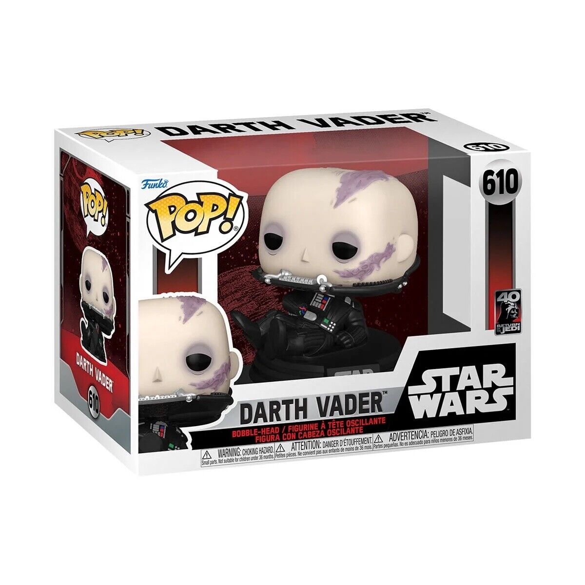 STAR WARS 40TH - Funko POP!- Vinyl Figur - Return of the Jedi - DARTH VADER (UNMASKED) - 610